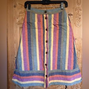 Madewell Linen Rainbow Stripe Skirt